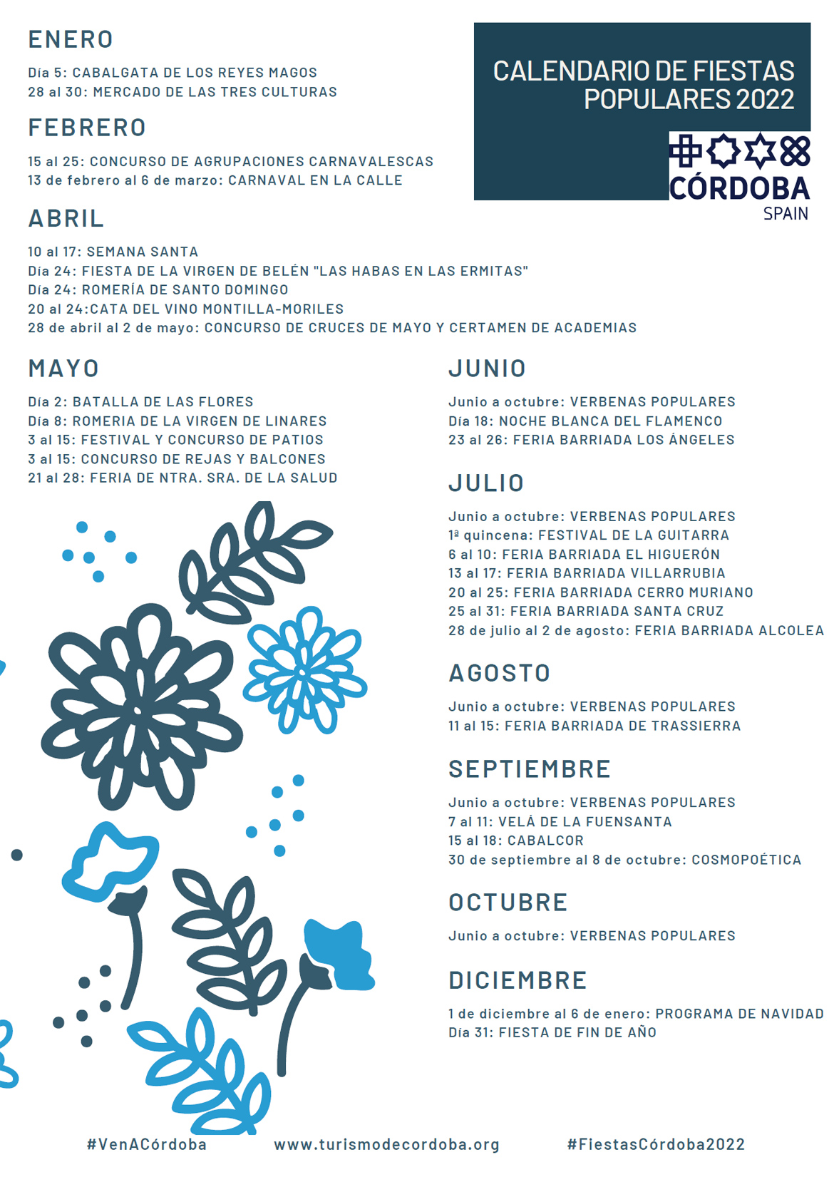 Calendario de las Fiestas de Córdoba para 2022 (España)