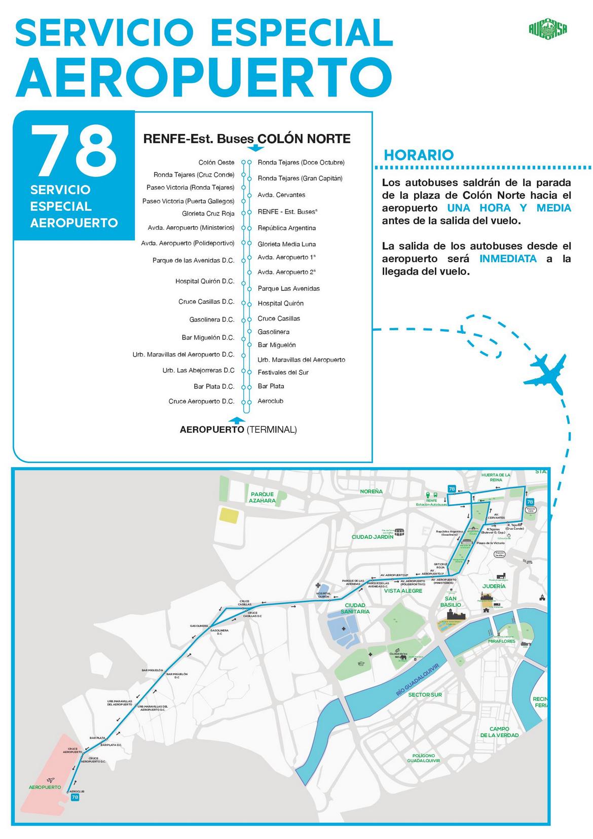 Se reactiva la conexión en bus con el aeropuerto de Córdoba con motivo del inicio de los vuelos regulares (Córdoba - España)